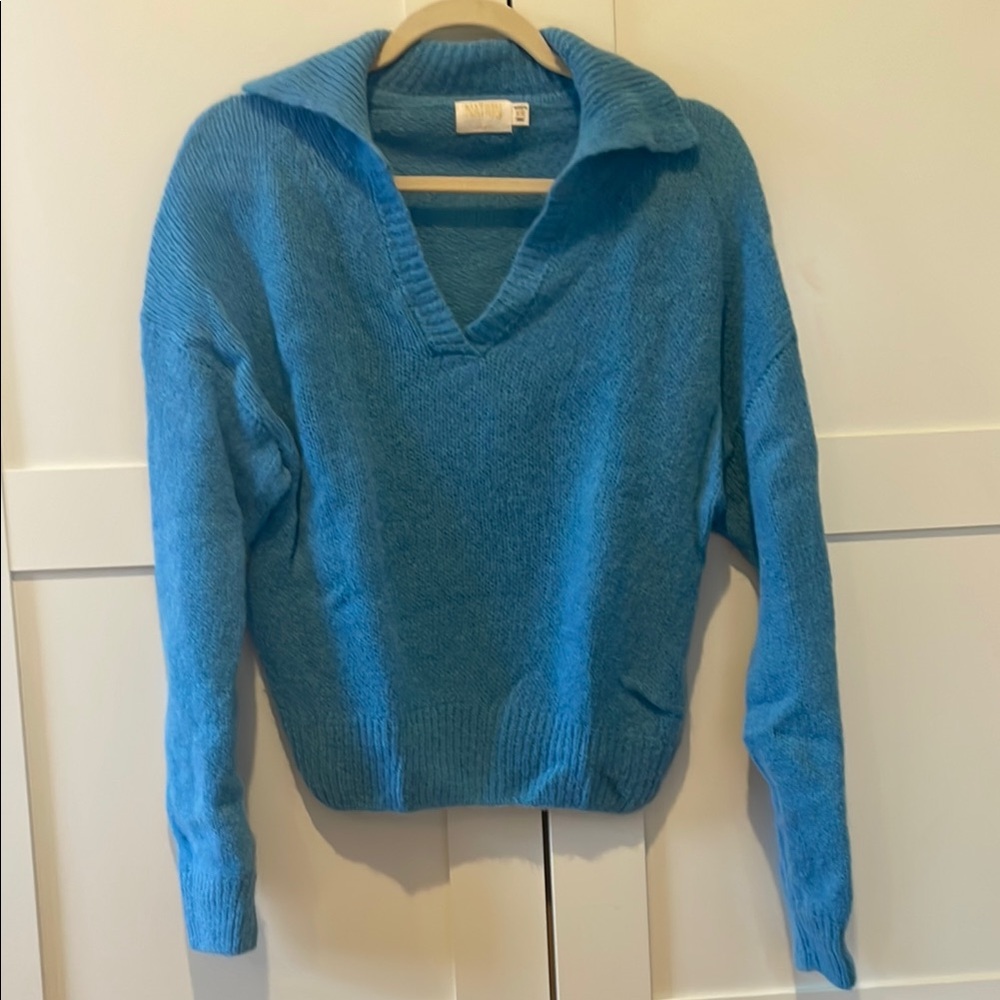 Blue V-Neck Women's Sweater